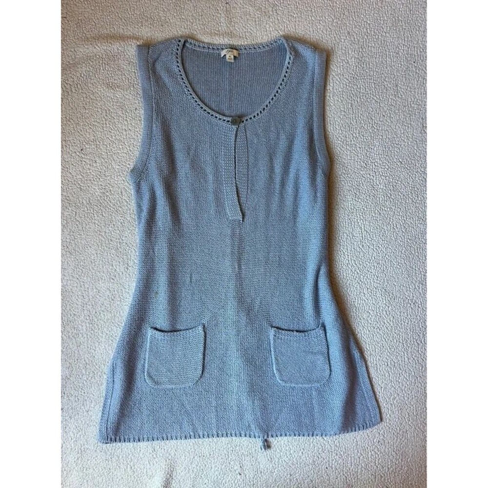 Vintage 90s J. Jill Blue Knit Tunic Top Womens Medium